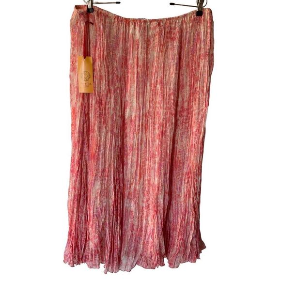 Ruby Rd 22W Womens Boho Maxi Pretty & Pink Flowy Light Wrinkle Style Skirt - Picture 1 of 7